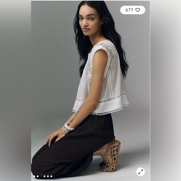 Anthropologie Sleeveless Boxy Pintuck Top in Whiite Size S. NWT - Picture 2 of 12